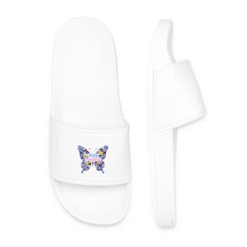 Floral Butterfly Stay Positive - Men’s Pool Sliders - white - Front