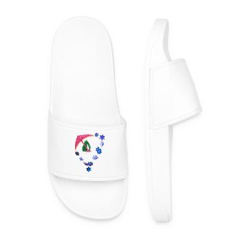 Glittering umbrella and flower ring - Men’s Pool Sliders - white - Front