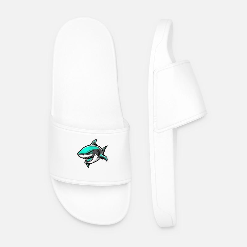 Shark Comic - Men’s Pool Sliders - white