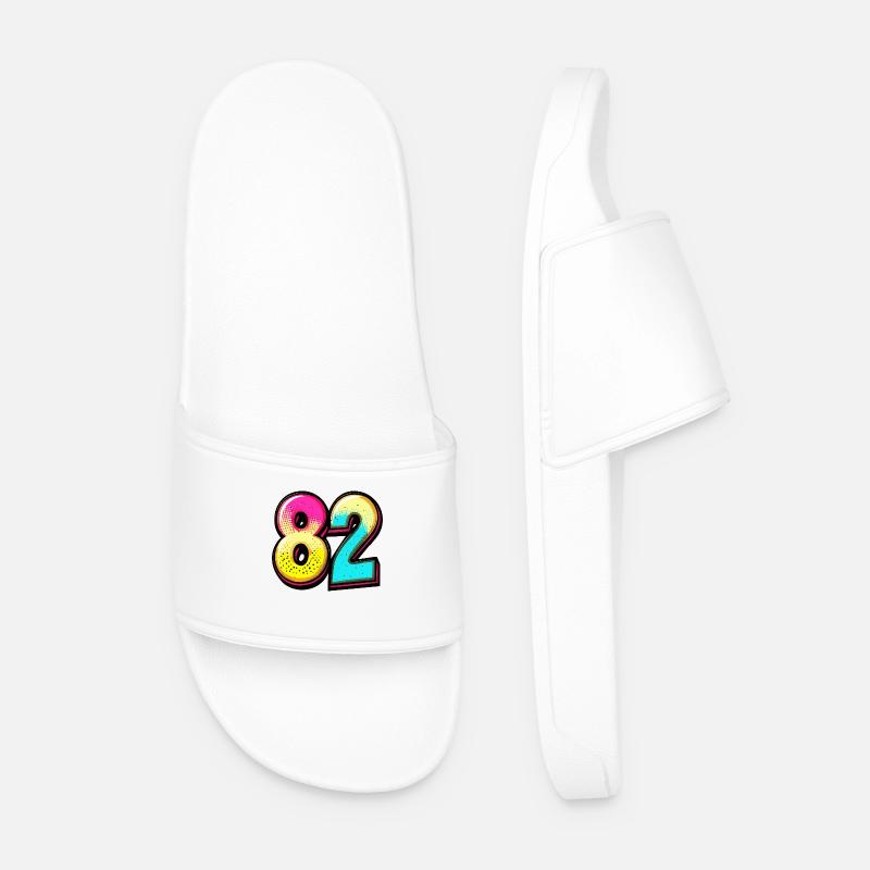 82 Number Symbol - Men’s Pool Sliders - white