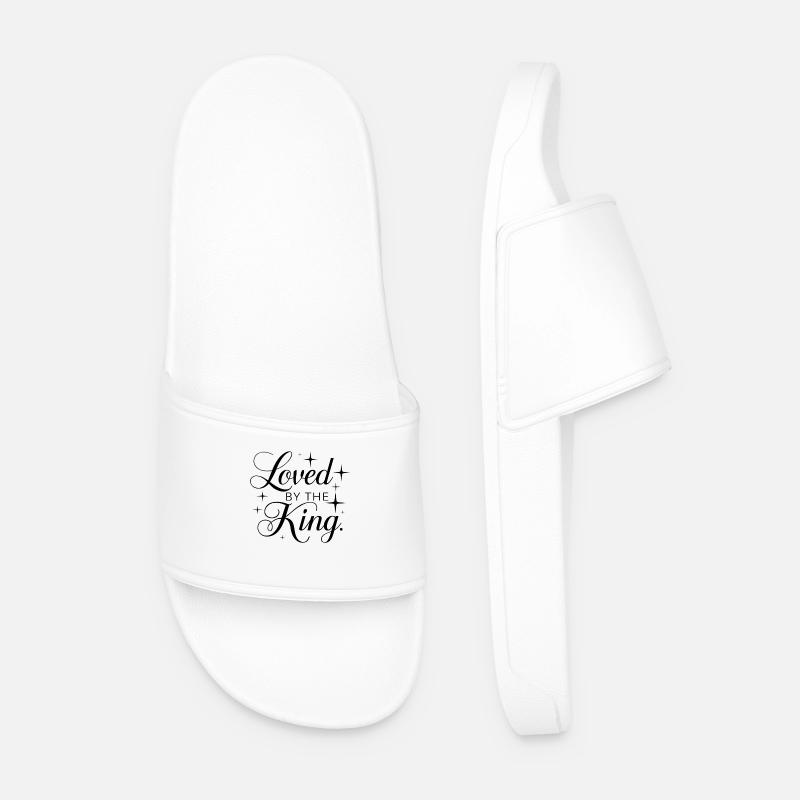 Loved by the King - Men’s Pool Sliders - white