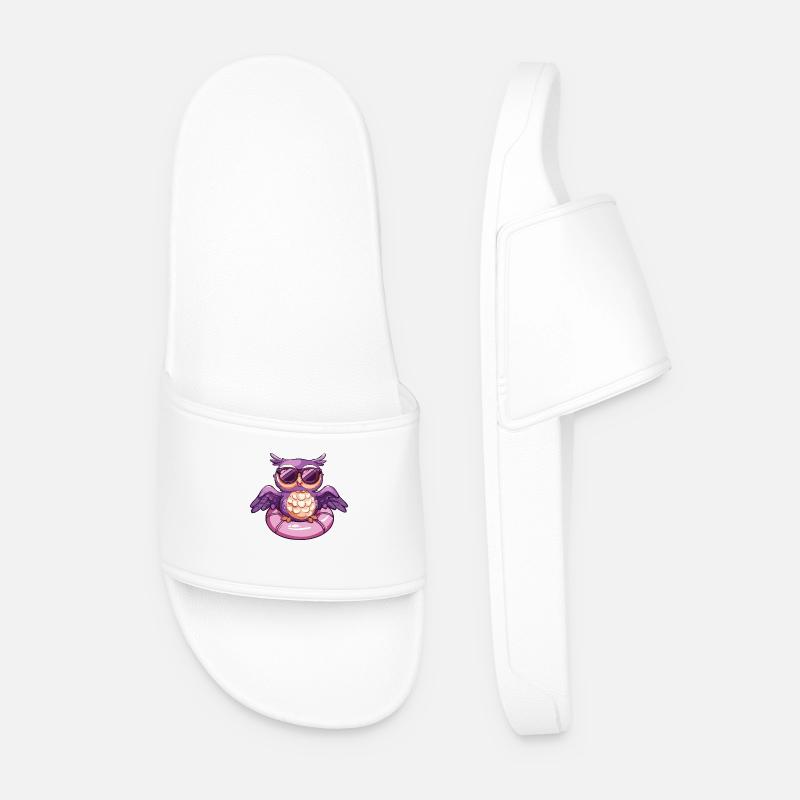 Owl Comic Cool - Men’s Pool Sliders - white