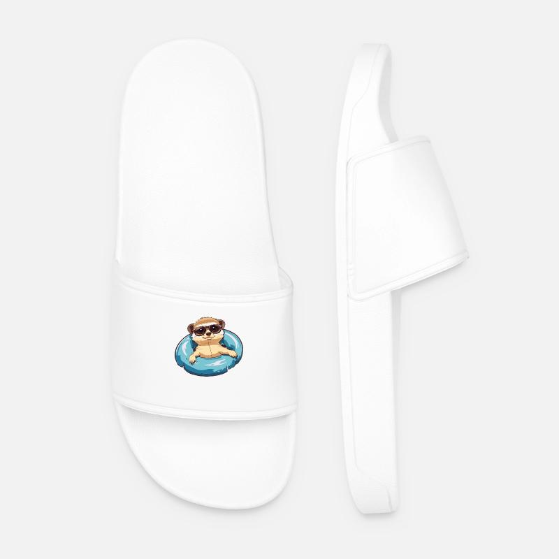Meerkat Comic Cool - Men’s Pool Sliders - white
