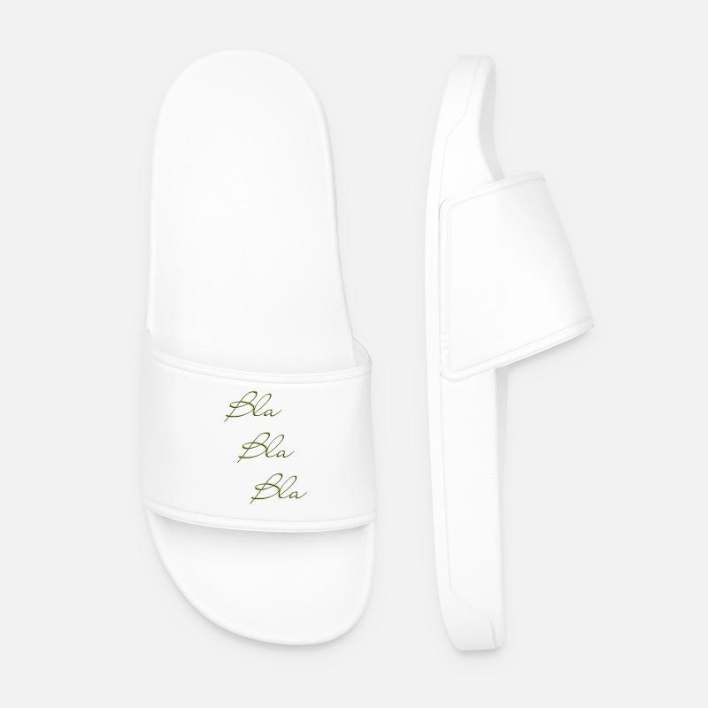 Bla Bla Triple Green Script - Men’s Pool Sliders - white