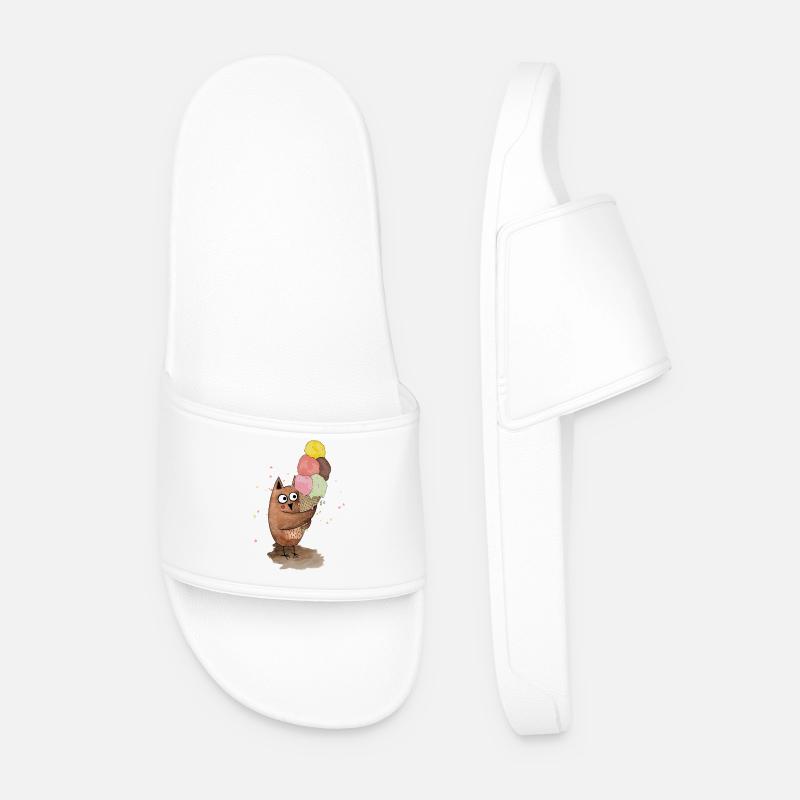 Eule mit riesigem Eis - Männer Badelatschen - Weiß