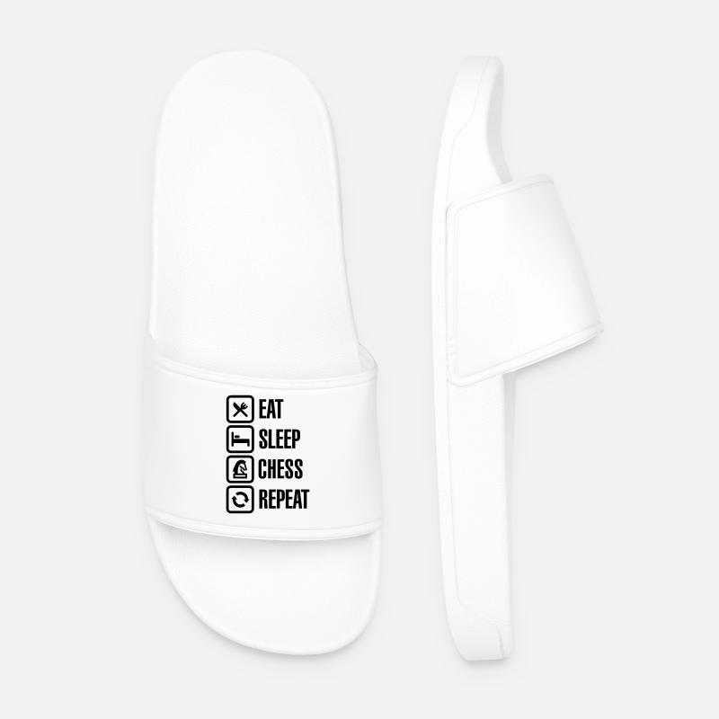 Eat Sleep Chess Repeat - Men’s Pool Sliders - white