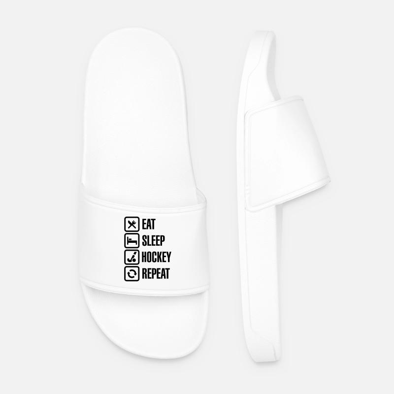 Eat Sleep Hockey Repeat - Men’s Pool Sliders - white