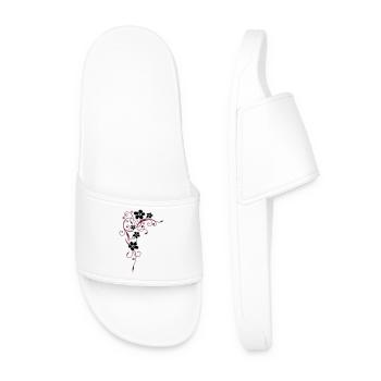 Beautiful flowers with filigree ornament. - Men’s Pool Sliders - white - Front