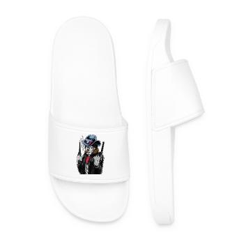 Skeleton Cowboy Revolver Western - Men’s Pool Sliders - white - Front