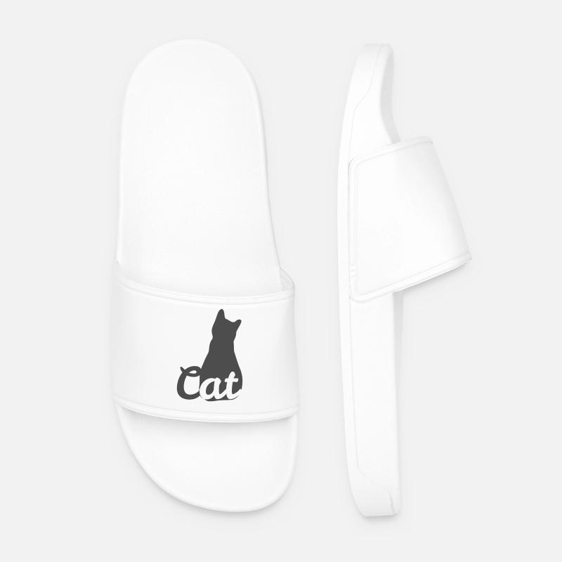 Katzen-Silhouette mit Cat-Text - Männer Badelatschen - Weiß
