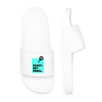 Padel Tennis Sport Statement Player Padel Game - Men’s Pool Sliders - white - Front