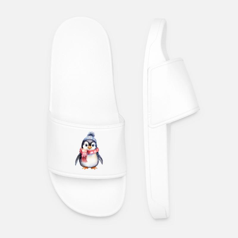 Pinguin im Winter - Männer Badelatschen - Weiß