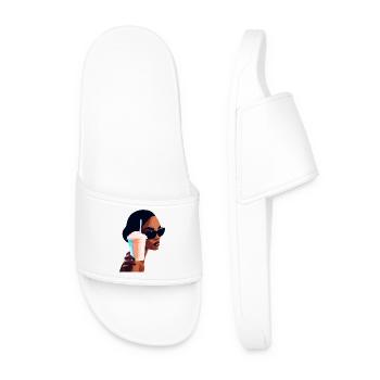 Vibrant Summer Drink Woman Illustration - Men’s Pool Sliders - white - Front