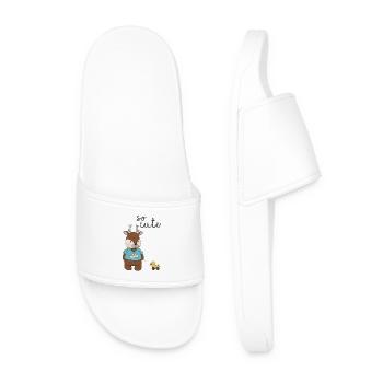 So Cute – Reh mit Entchen 🦌💛 - Männer Badelatschen - Weiß - Vorne