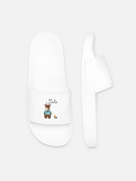 So Cute – Reh mit Entchen 🦌💛 - Männer Badelatschen - Weiß