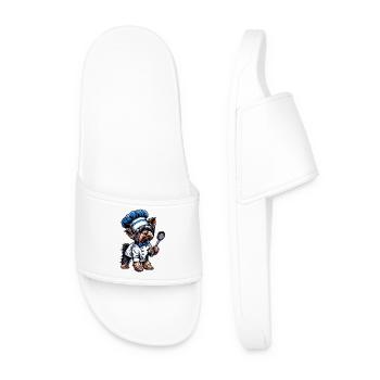 Yorkshire terrier cook - Men’s Pool Sliders - white - Front