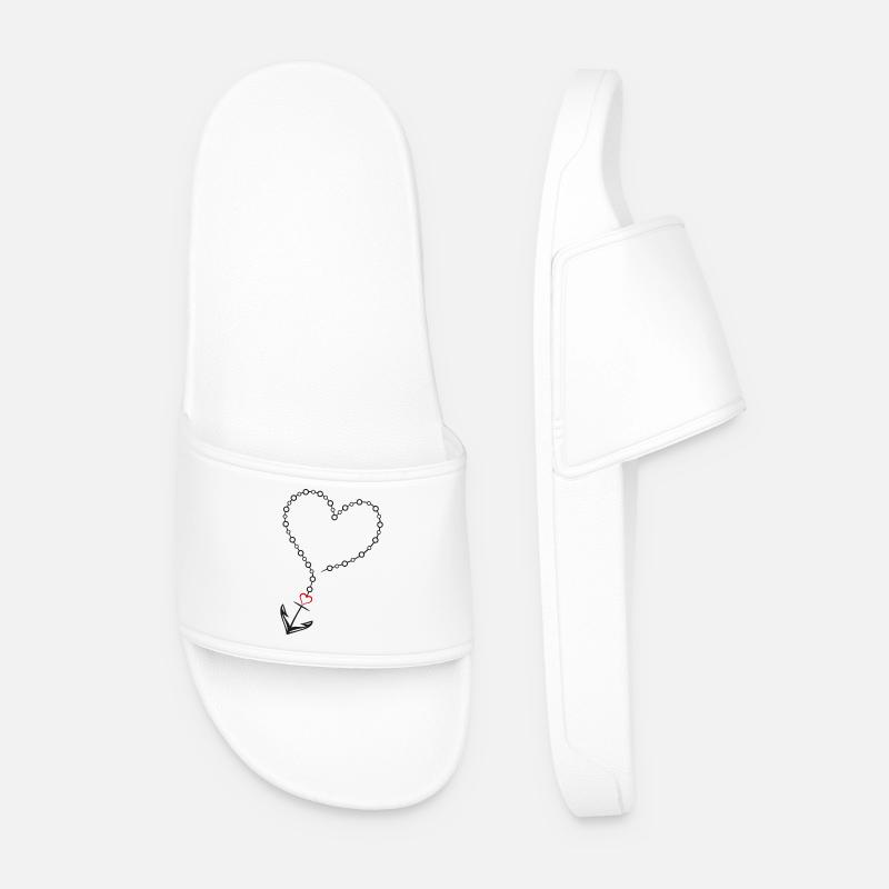 Herz mit Anker - Männer Badelatschen - Weiß