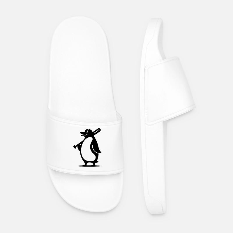 Pinguin Baseballspieler Silhouette - Männer Badelatschen - Weiß