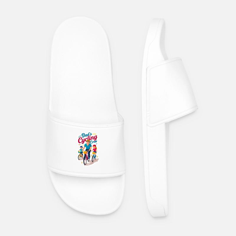 Dad's Cycling Crew Illustration - Men’s Pool Sliders - white