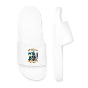 Surfing Pineapple: Sun, Surf, and a Spiky Smile! - Men’s Pool Sliders - white - Front