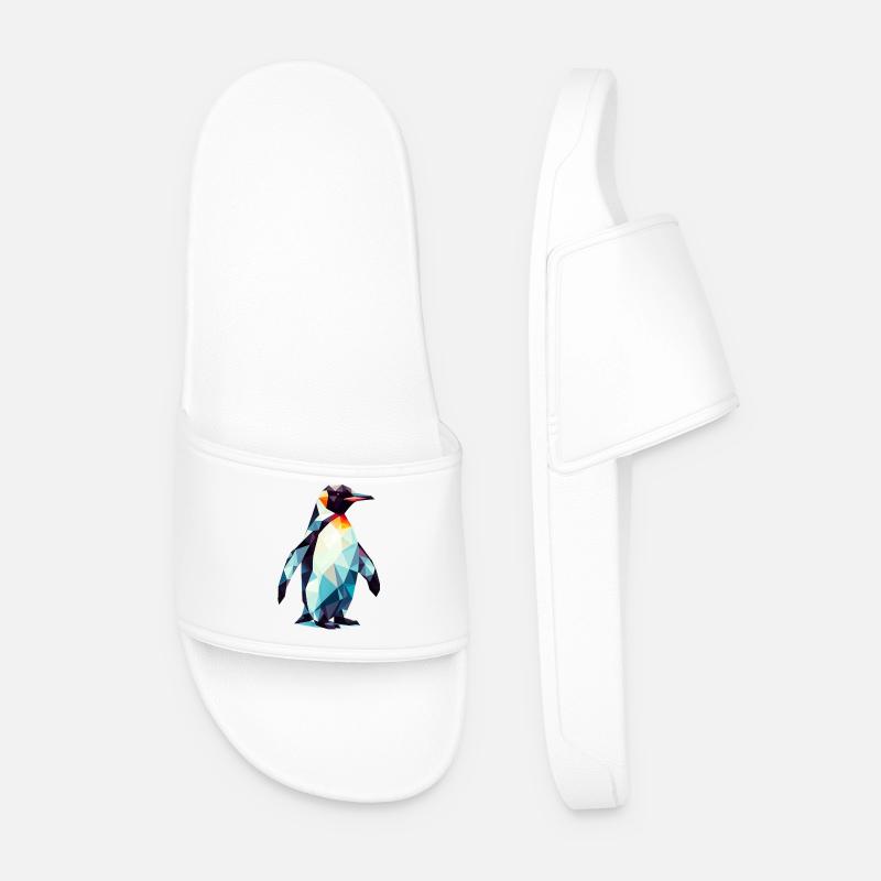 Polygonaler Pinguin - Männer Badelatschen - Weiß
