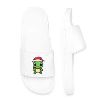 Turtle Christmas - Men’s Pool Sliders - white - Front