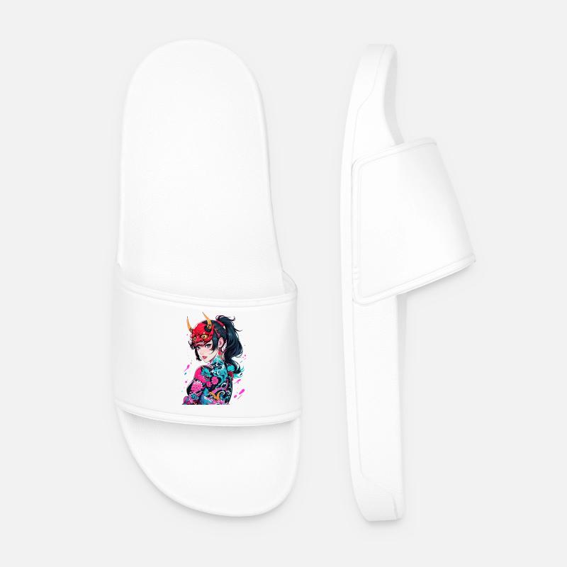 Japanese Demoness - Men’s Pool Sliders - white