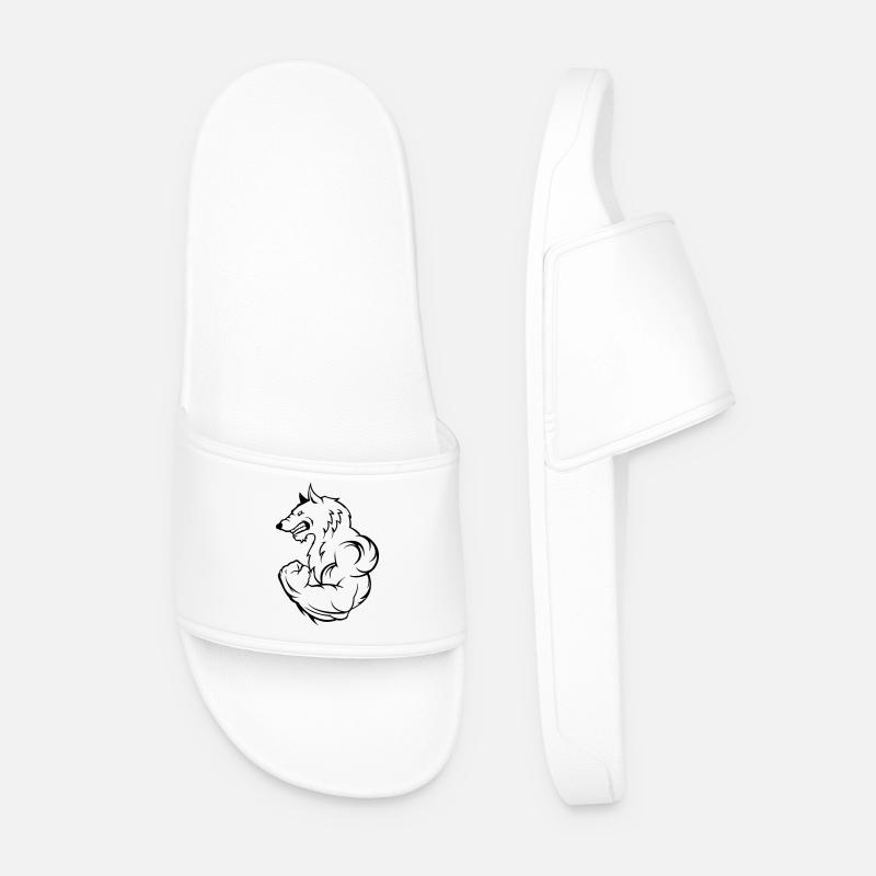 Strong Wolf - Men’s Pool Sliders - white