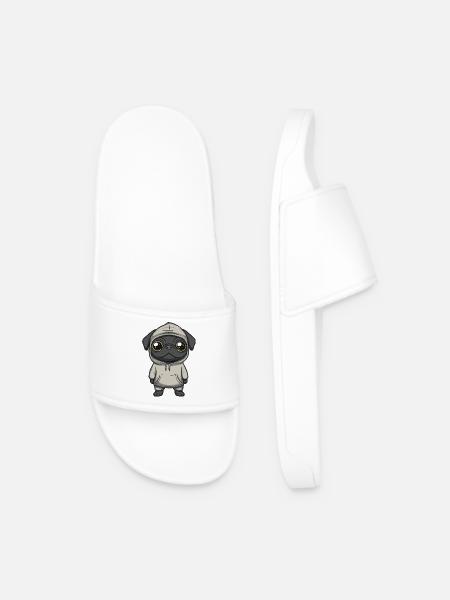 Pug Dog Funny - Men’s Pool Sliders - white