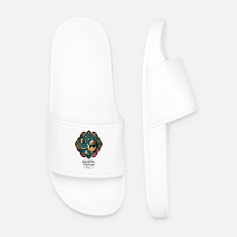 Ramadan Gift Eid Mubarak Islam Allah Muslim - Men’s Pool Sliders - white