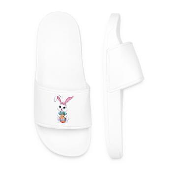 Easter bunny with Easter eggs - Men’s Pool Sliders - white - Front