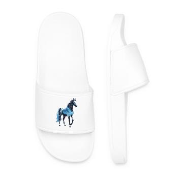 Cheval Bleu - Design Animalier - Claquettes Homme - blanc - Devant
