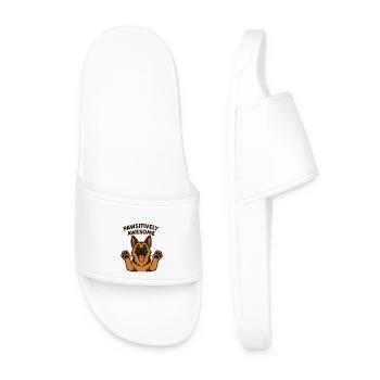 chien mignon, berger allemand, pattes, positivement - Claquettes Homme - blanc - Devant