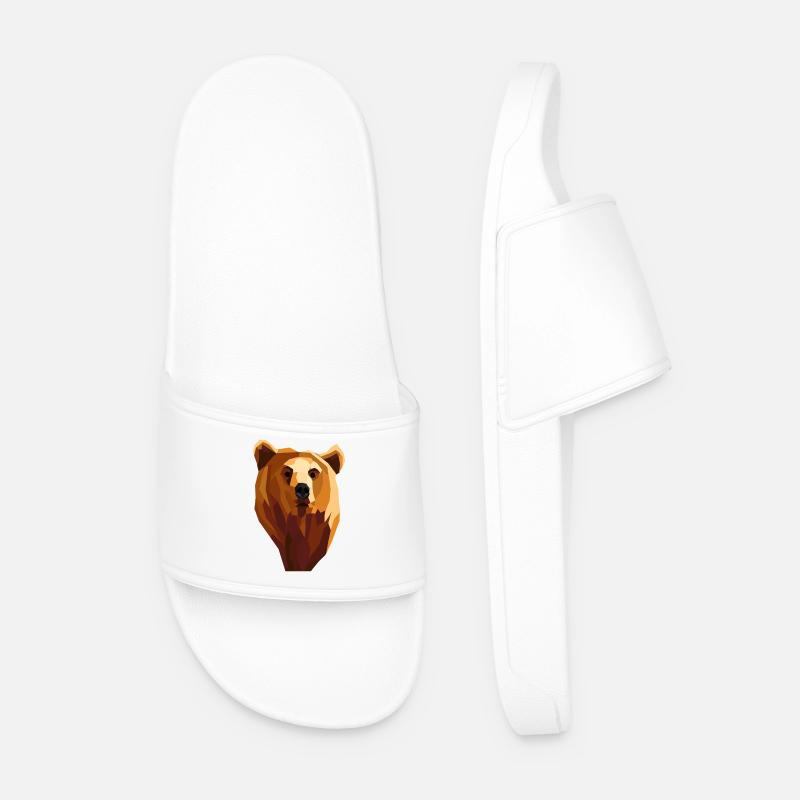 Low poly geometric bear - Men’s Pool Sliders - white