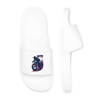 MTB Mountain Biking Fatbike Cruising Gift - Men’s Pool Sliders - white - Front