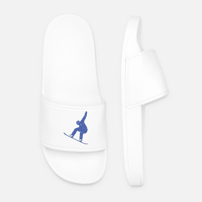 Minimalistisches Snowboard Silhouette Wintersport - Männer Badelatschen - Weiß