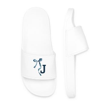 Monogram j Gift Idea - Men’s Pool Sliders - white - Front