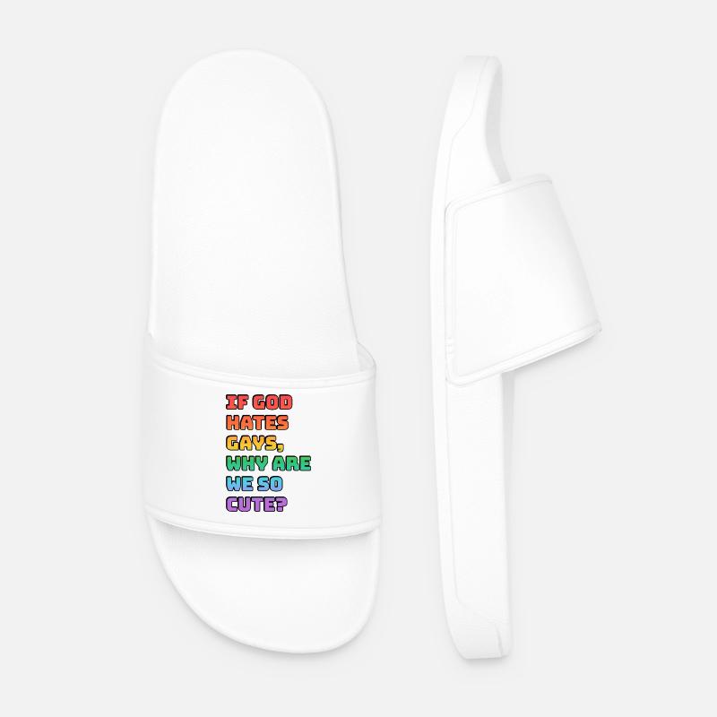 Cute Pride Rainbow Tee - Men’s Pool Sliders - white