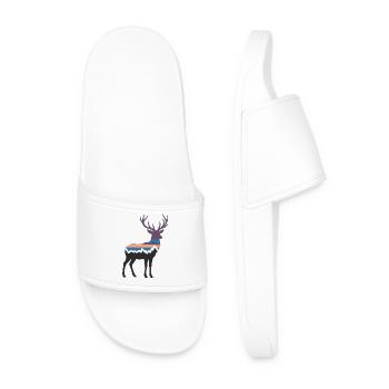 Cerf Montagne Paysage Forêt Randonnée Silhouette - Claquettes Homme - blanc - Devant