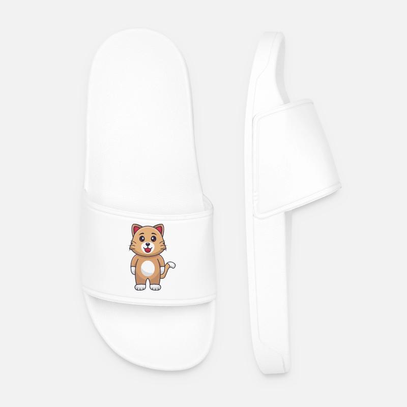 Karikatur-Katze - Männer Badelatschen - Weiß