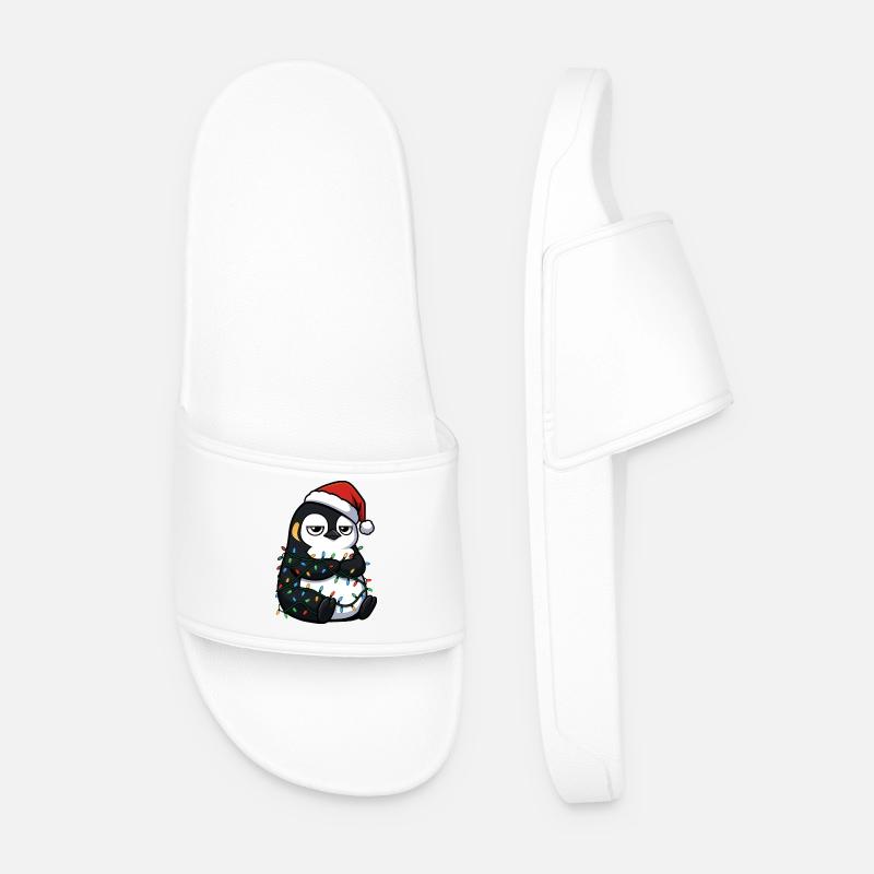 Grumpy Penguin Christmas Clumsy Santa Verhed - Men’s Pool Sliders - white