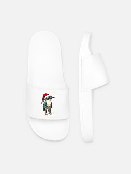 Hummingbird Bird Christmas Winter - Men’s Pool Sliders - white