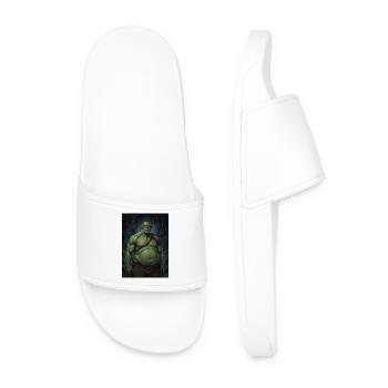 Green Orc in the Cave Light - Men’s Pool Sliders - white - Front