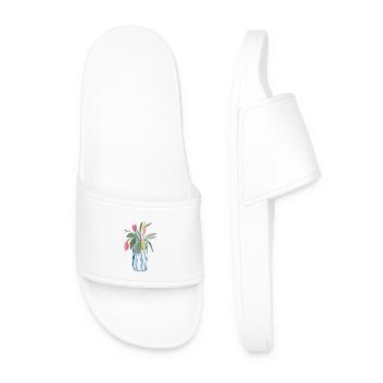 Colorful bouquet in vase tulips design - Men’s Pool Sliders - white - Front