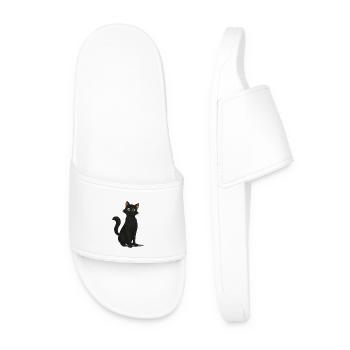Chat noir espiègle illustration - Claquettes Homme - blanc - Devant