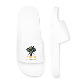Elephant on a mission - Men’s Pool Sliders - white - Front