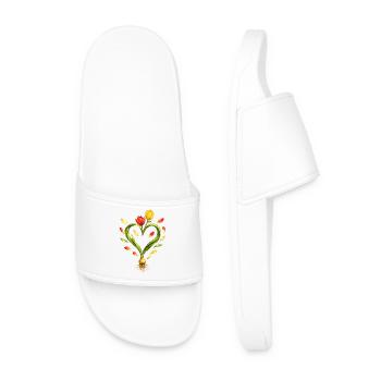 Tulpenherz mit sichtbarer Zwiebel   - Männer Badelatschen - Weiß - Vorne