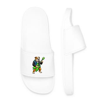 Bulldog Rocker with Neon Guitar - Men’s Pool Sliders - white - Front