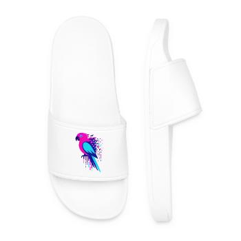 Glitch pixelated Geek parrot - Men’s Pool Sliders - white - Front