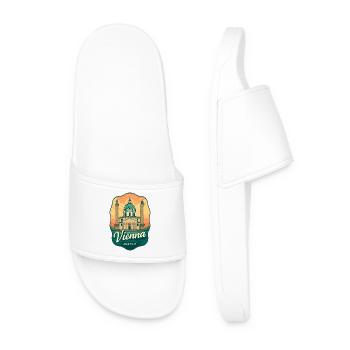 Vienna Austria Karlskirche Sunset Retro Travel Art - Men’s Pool Sliders - white - Front